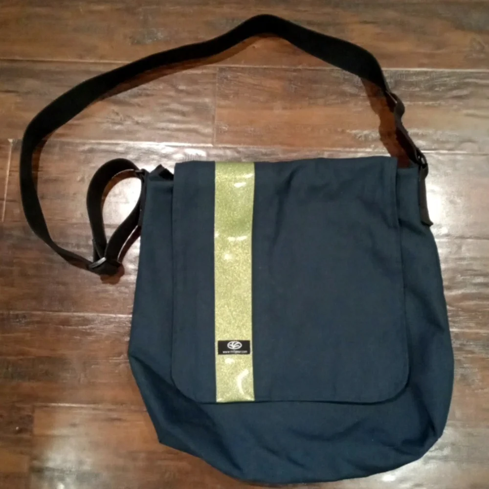 Navy Messenger Bag with Reflective Strip with Adjustable Straps